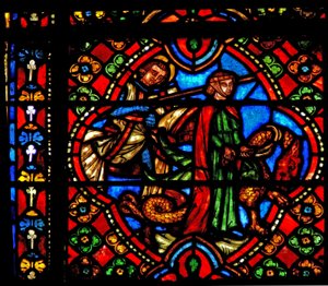 Janela n3 retratando cenas da vida de St George; o dragão está domado de French School