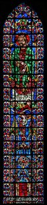 Janela w102 retratando St Andrew e a Igreja de Soissons de French School