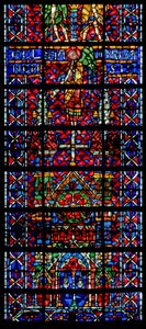 Janela w106 retratando a catedral da igreja de Noyon de French School