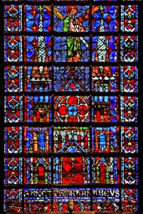 Janela w107 retratando a Catedral da Igreja de Therouanne de French School