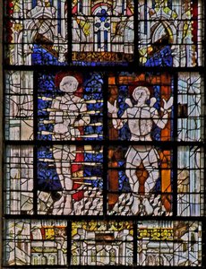 Janela w115 retratando St Sebastian e St Quentin de French School