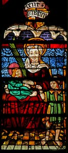 Janela w132 representando St Anne, Maria e Cristo de French School