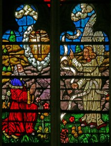 Janela w136 retratando cenas da história de Daniel: uma visão da Crucificação de French School