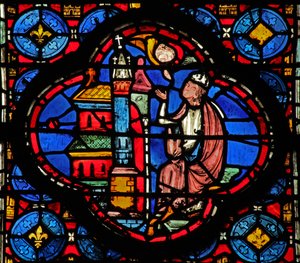 Window w15 Holy Relics: Guiriace recomendado por um anjo (de uma série de St Helen) de French School