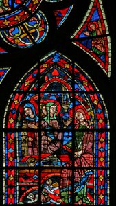Janela w200 representando uma cena de ressurreição: as mulheres sagradas no túmulo de French School
