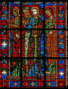Janela w201 retratando a morte da Virgem Maria - os apóstolos se reúnem de French School