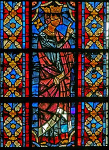 Janela w209 retratando uma cena da vida de São Savinien: Aureliano ordena que Savinien seja torturado de French School