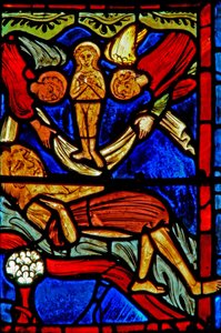Janela w21 representando a morte de Santa Maria, o Egípcio de French School