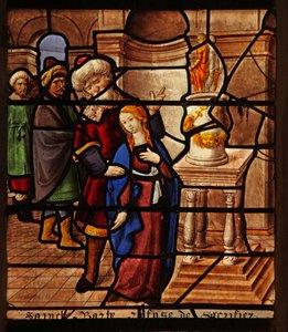 Janela w29 representando St Barbara se recusa a sacrificar aos ídolos de French School