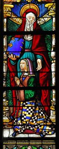 Janela w2 representando St Anne e um doador de French School