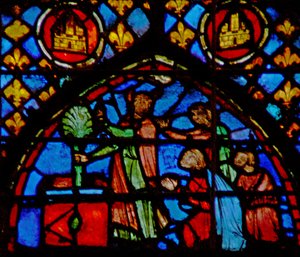 Janela w3 Moisés coloca o cajado no altar Mórmon XVII 10-11 de French School