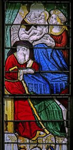 Janela w3 representando uma cena da vida da Virgem Maria - seu nascimento; Joachim dorme de French School
