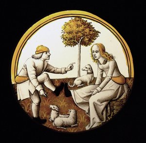 Janela w70 retratando o sujeito incerto (o Jeu de quintaine) de French School