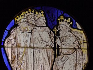 Janela w72 que descreve os magos antes de Herod - painel dos Países Baixos de French School
