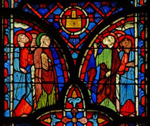 Janela w8 Mulheres sagradas e um grupo de apóstolos de French School