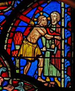 Janela w8 Jesus carrega a cruz: Via Crucis de French School