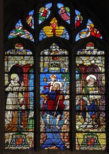 Janela w9 representando St Francis, St Christopher, Santo Estêvão de French School