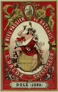 Rótulo de vinho representando Baco de French School