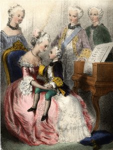 Wolfgang Amadeus Mozart (1756-1791) nos braços do austríaco Impress Marie-Therese (marie therese) - em “” As crianças ilustres - contos históricos ”” por Madame Eugenie Foa de French School