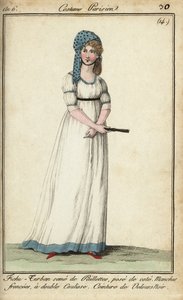 Mulher em vestido de lenço e túnica urbana de French School