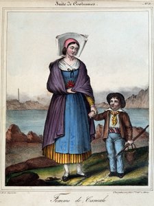 Mulher de Cancale e seu filho, cerca de 1845 de French School