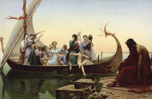 Mulheres em um navio viking de French School