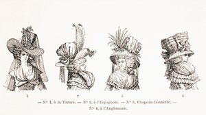 Estilos de chapéu feminino do século XVIII, 1875 de French School