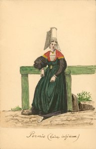 Fato de mulher de Pornic, Loire-Inferieure (litografia a cores) de French School