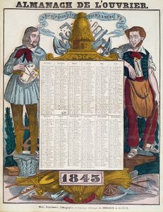 Calendário de trabalhadores para 1843 de French School