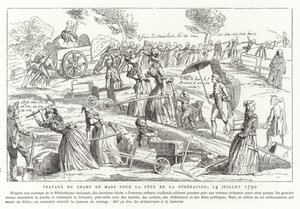 Obras no Champ de Mars em preparação para a Fete de la Federation, Paris, Revolução Francesa, 14 de julho de 1790 de French School