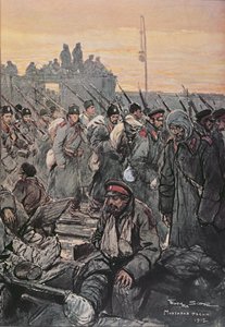 Soldados búlgaros feridos durante as campanhas dos Balcãs em 1912-13 de French School