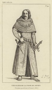 Século XIII, Chevalier de la Cosse du Genet, Posteriur de la Costume para o ano 1365 (gravura) de French School