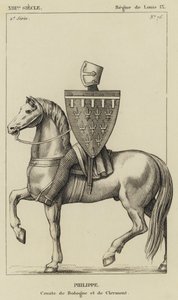 Século XIII, Reinado de Luís IX, Philippe, Conde de Bologne e Clermont (gravura) de French School