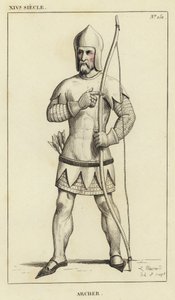 XIV Siecle, Archer (gravura a cores) de French School