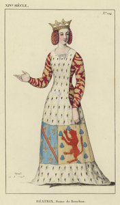 XIV Siecle, Beatrix, Dame de Bourbon (gravura colorida) de French School