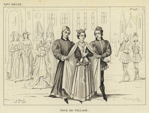 Século XIV, Casamento na Aldeia (gravura) de French School