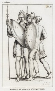 Século X, Grupo de Soldados de Infantaria (gravura) de French School