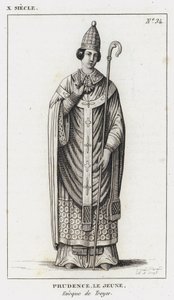 Século X, Prudence the Younger, Bispo de Troyes (gravura) de French School