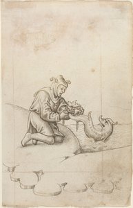 Estás a amarrar um golfinho pela cauda [fol. 17 reto], c.1512-1515 (caneta e tinta preta sobre papel vegetal) de French School