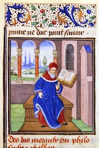 Zaqaquin, do Histoire des Philosophes, final do século XV (vellum) de French School