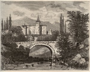 chateau de la rochelambert Dans la vallee de la borne Haute-Loire (43) - gravura em "La France illustree: geography, history, statistical administration" de V.-A. Malt-Brown. 1884 de French School
