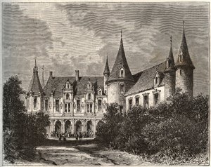 chateau du rocher a mezangers en Mayenne - gravura em "La France illustree: geographie, histoire, administration statistique" de V.A. Malt-Brown. 1884 de French School