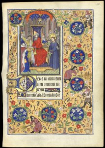 f.135r Miniatura de Pilatos lavando as mãos do destino de Jesus, do &39;Livro das Horas de Marguerite d&39;Orleans&39; de French School