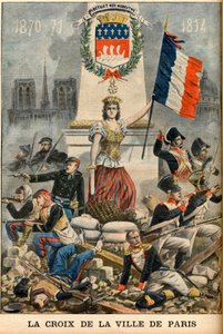 fluctuat nec mergitur - Cruz da cidade de Paris é introduzida no brasão de Paris, ilustração do jornal inglês "Le Petit Journal" maio 5 de French School