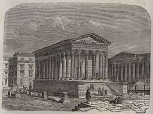casa Carree de Nimes - França, Languedoc-Roussillon, Gard - gravura em "Histoire de France" de Victor Duruy (1811-1894) - 1882 de French School
