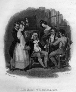 le bon vieillard Chanson de Beranger em "Oeuvres complete" (1834) de Pierre Jean de Beranger (1780-1857), poeta e compositor francês. de French School