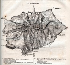 mapa da ilha de Santa Helena, gravura de French School