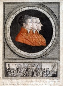 retrato dos três cônsules, Napoleão Bonaparte (1769-1821), Jean Jacques Regis (Jean-Jacques-Regis) de Cambaceres (1753-1824) e Charles François Lebrun (1739-1824) ”” de French School