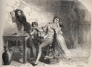 o caso do correio de Lyon - Case du courrier de Lyon: O adeus de Joseph Lesurques à sua família: supostamente envolvido no caso do correio de Lyon em 1796 foi acusado injustamente de ter atacado o tronco do correio de Lyon e foi guilhotina - Engraving in " de French School