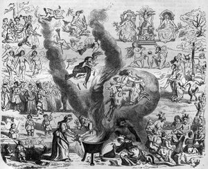 as superstições do ano mil: o Sábado. Gravação em "Histoire des Papes-Rois-Queen and Empereurs a travessa les centuries" por Maurice Lachatre de French School